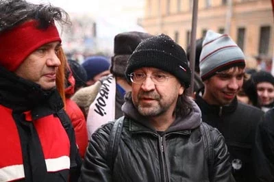  Міхаіл Барзыкін разам Юрыем Шаўчуком на "Маршы нязгодных", 2008г.