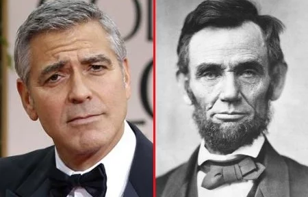 Клуни — слева, Линкольн — справа.