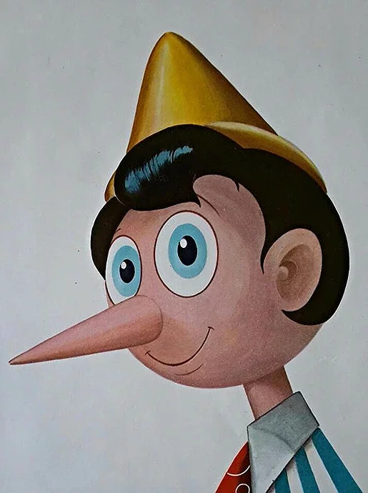 Сказочный герой Пинокио, нос которого каждый раз удлинялся, как только он говорил неправду.