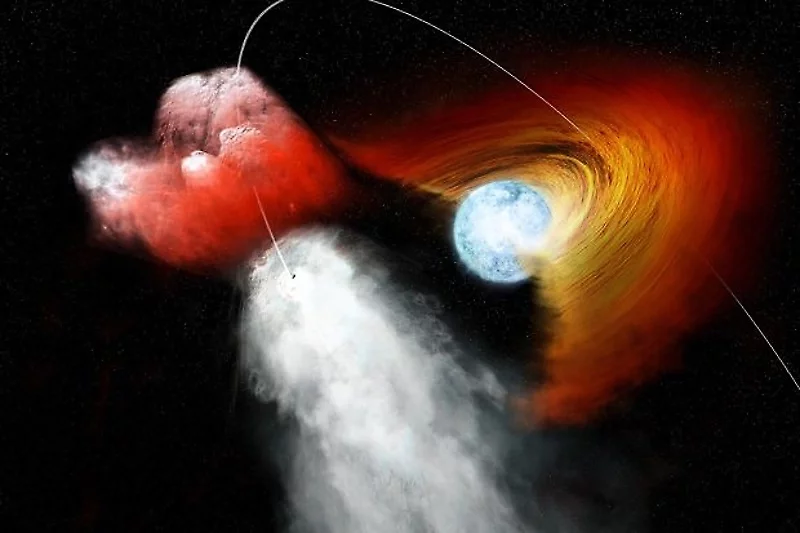 Прабіццё зорнага дыску пульсарам ва ўяўленні мастака. Выява: NASA/CXC/M.Weiss
