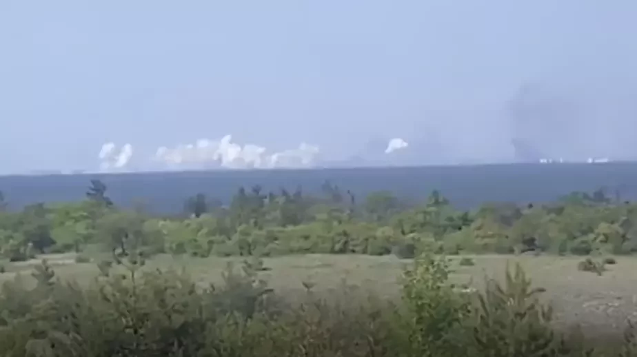 Взрывы над Лиманом. Скриншот с видео